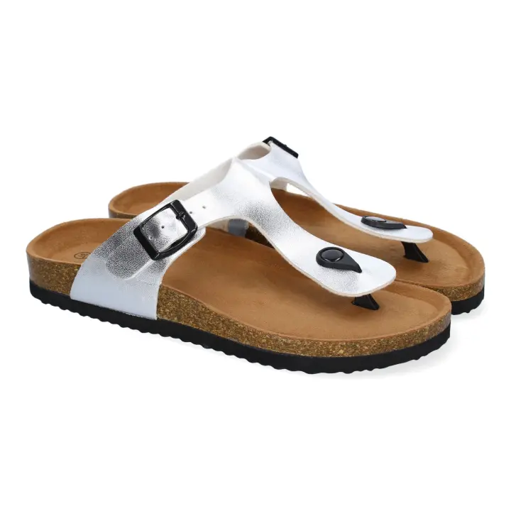PuntoSalao Sandalias platedas planas bio tipo esclava mujer M-16 - 1
