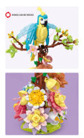 Bloques De Construcción Tema De Pájaro Con Flor Y Maceta Decoración Colorida Regalo Festivo Para Amigos Tamaño Pequeño ABS - details 2