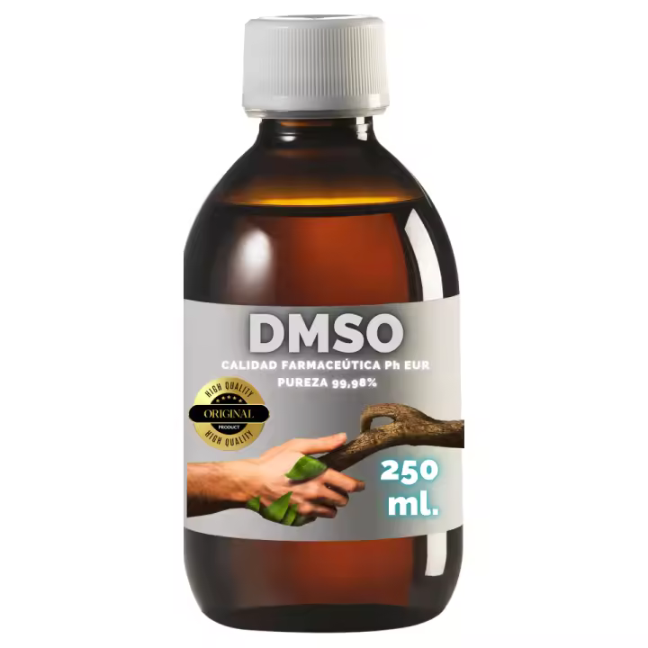 DMSO 250 ml. Futuevo® | Dimetilsulfóxido de Calidad Farmacéutica Ph EUR 99,98% | Envasado en Vidrio Ámbar de Calidad Farmacéutica de Gran Dureza | Con Precinto de Seguridad y Regalo Vasito Dosificador | Envases Reutilizables y Ecológicos. - 1