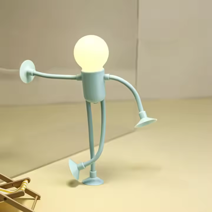 Lámpara de noche divertida con forma de deportista, lámpara de escritorio flexible con ventosa DIY 2025, linda mini luz de noche con forma de hombre para dormitorio (negro) - 1