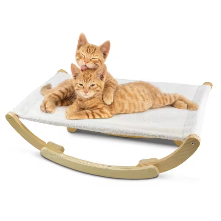 TIENDA EURASIA - Hamaca Mecedora para Gatos, 59x37 cm, con Marco de Madera - 1