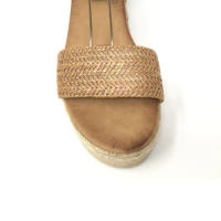 Sandalia Mujer, Cuña y Plataforma Esparto, Estilo casual, Verano 2024, Camel, Tacón medio, Moda moderna joven - details 2