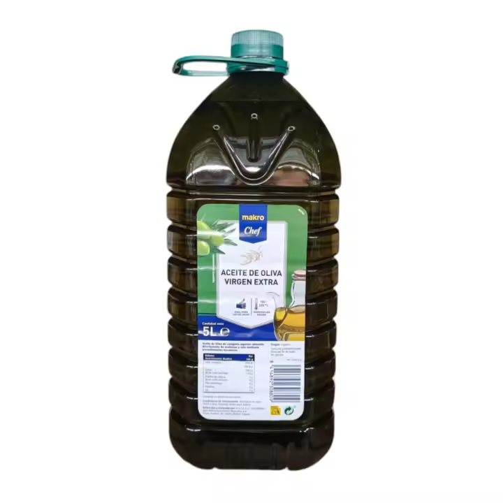 Aceite de Oliva Virgen extra 100% categoria superior 5L Makro chef profesional Lideres en calidad grado de acidez menor a 0.8°C ideal para todo tipo de usos.Calidad y sabor de confianza garantizada - 1