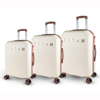 DreamTravel Juego de 3 Maletas con Letras Doradas y Diseño Poligonal (20"+24"+28") - Equipaje Rígido de Policarbonato Antiarañazos, 5 Colores Elegantes (Negro/Gris/Celeste/Rosa/Blanco) | 360° Ruedas Dobles Silenciosas + Cerradura TSA- Ideal para Viajes - details 2