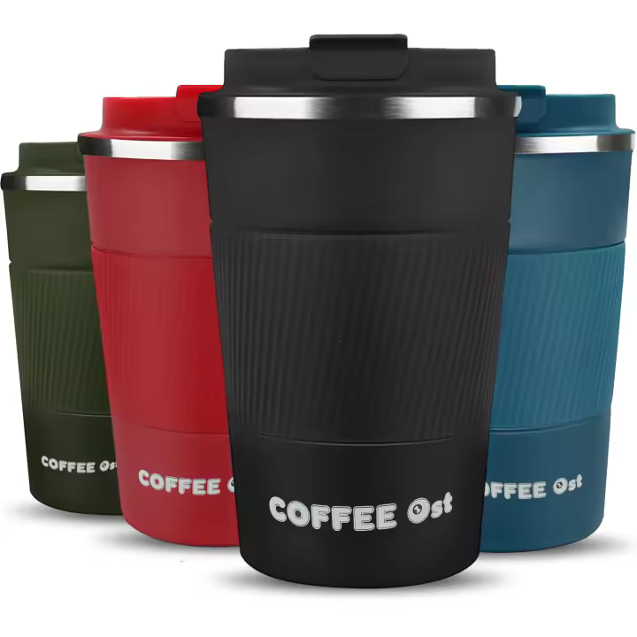 CALA VERDE - Termo café 380ml, vaso termo café, vaso con tapa para llevar, vaso café reutilizable, taza termo café con tapa - 1
