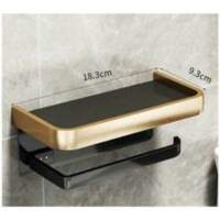 GALOZZOIT Portarrollos de papel higiénico para baño, sin perforaciones, para montaje en pared (doble capa, negro y dorado) - details 0