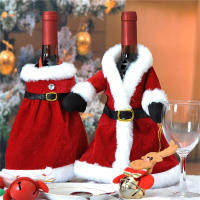 Juego De Vestido De Vino Creativo Con Funda Para Botella De Vino Tinto En Velours Dorado Decoración De Mesa Para Navidad - details 3