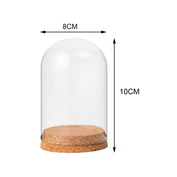 Vaso De Vidrio Con Base De Madera Para Exhibición De Mesas Cubierta Transparente Para Flores Secas Adornos Y Terrarium Estilo Moderno - 1