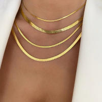 Collar De Cadena De Serpiente Para Mujer Moda Inversa En Acero Inoxidable Color Oro Estilo Clásico Collar De Hombro Joyería - details 3