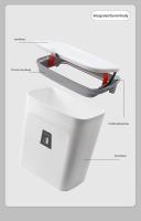 Basurero De Pared Montado Para Cocina Y Baño Con Tapa Deslizante Material PP Blanco/Gris 9L/7L Recipiente De Almacenamiento Rectangular - details 7