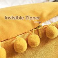 Funda De Cojín De Velours Con Pompom Tamaño 30x50cm 45x45cm 50x50cm Lujo Rustico Para Sofa Dormitorio Y Coche Estilo Americano - details 1