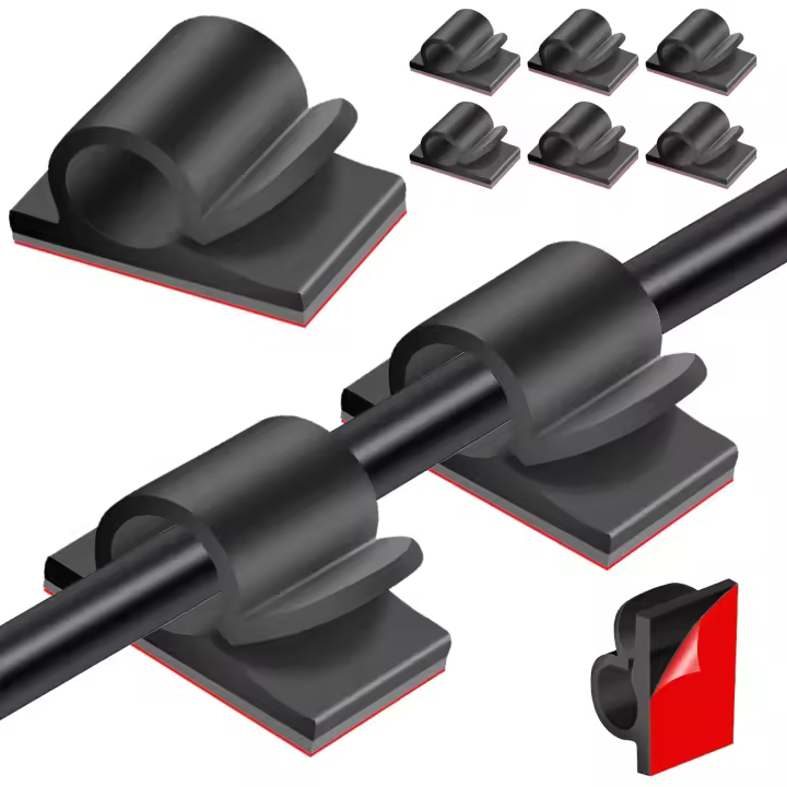 V2 Cable Clips Self Adhesive, 40PCS USB HDMI Cable Wire Management Holder Round Cable Tidy Clips for Desk Wall Workshop Home Office - 1