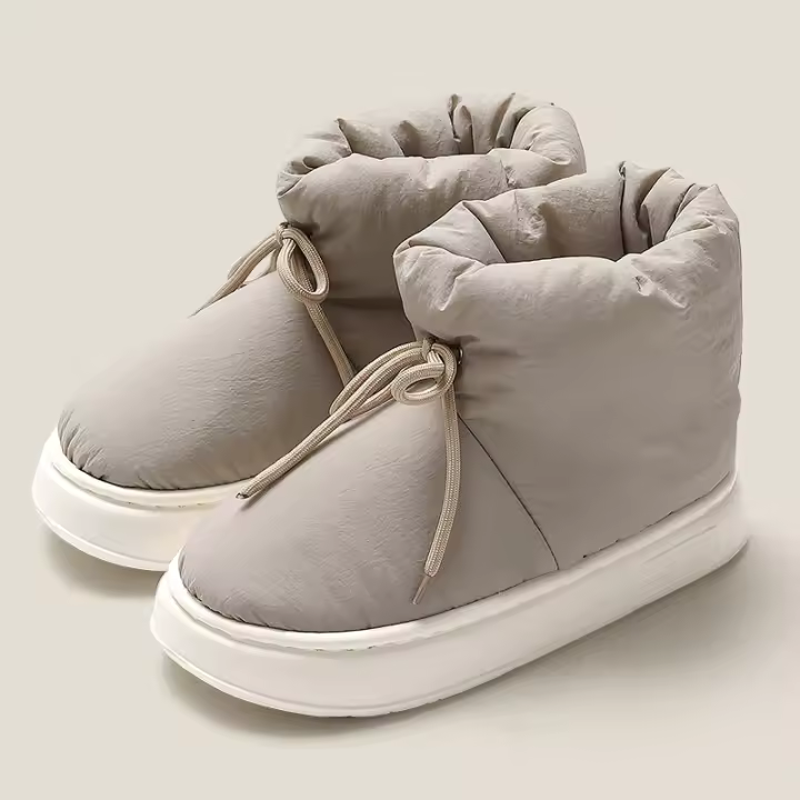 Botas De Tobillo Para Mujer Y Hombre Invierno Calientes Con Peluche Espesas Suela De EVA Zapatos De Casa Con Lazo Para Mujer - 1