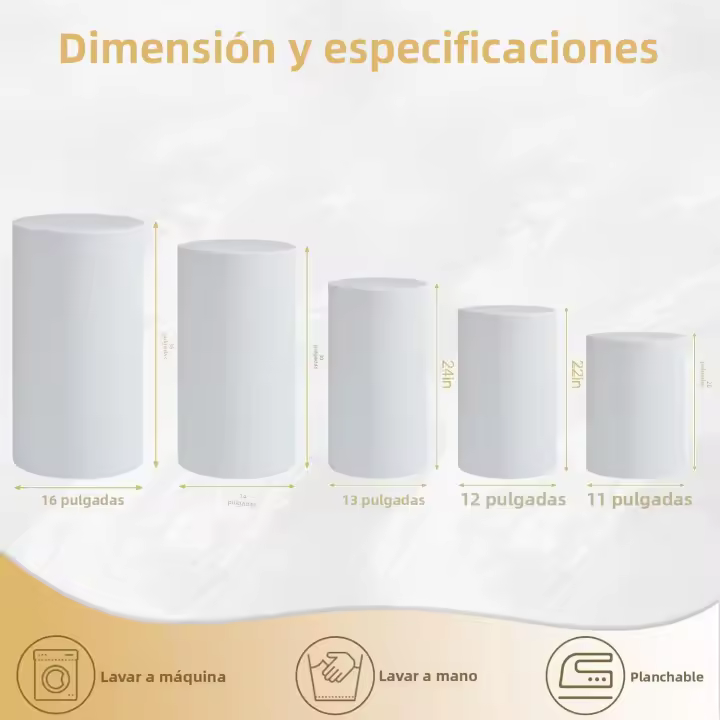 5pcs Soportes De Cilindro Para Decoración De Cumpleaños Y Bodas Cubiertas De Spandex Metálicos Elásticos Sin Estantes - 1