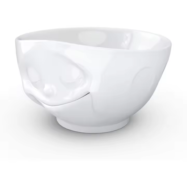FIFTYEIGHT PRODUCTS Cuenco Blanco Feliz 500 Ml Porcelana Dura para Lavavajillas y Microondas - 1