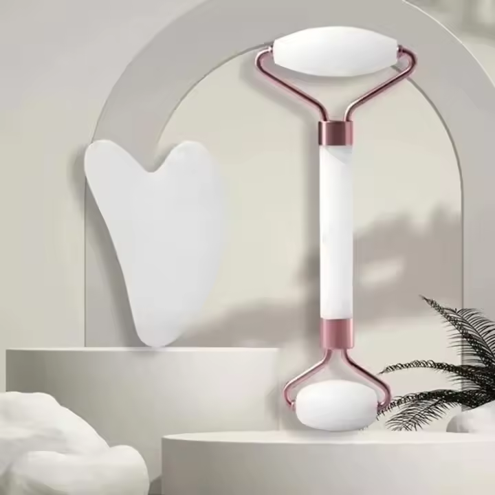 Masajeador De Rostro Y Cuello De Doble Fin De Rodillo De Resina Para Desbloquear Y Relajar No Es Rosado De Cristal Jade - 1