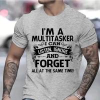Camiseta Para Hombres 'Soy Un Multitarea' En Gris Humor Sarcástico Camisetas Casuales Transpirables Ligeros De Secado Rápido Protección Solar Sostenible Sin Capucha Estilo O-Neck - details 1