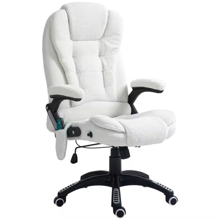 Vinsetto Silla de Masaje con 6 Puntos de Masaje Silla de Escritorio Reclinable hasta 130° con Función de Calefacción Altura Ajustable y Ruedas para Estudio 68x72x110-120 cm - 1