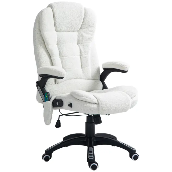 Vinsetto Silla de Masaje con 6 Puntos de Masaje Silla de Escritorio Reclinable hasta 130° con Función de Calefacción Altura Ajustable y Ruedas para Estudio 68x72x110-120 cm - 1