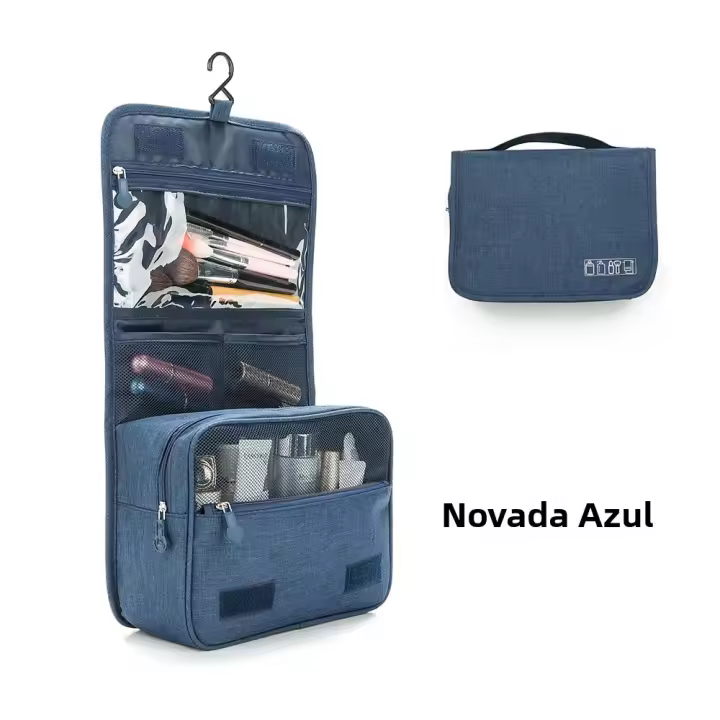 Bolsa De Cosméticos Grande Y Portátil Con Gancho Colgante Para Baño Organizador De Maquillaje Impermeable Y De Almacenamiento - 1