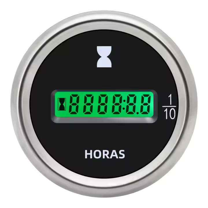 Cronómetro Electrónico De Pared 52mm LED Verde Para Motocicleta Coche Marina Barco ATV 12V 24V Medidor De Horas Universal - 1