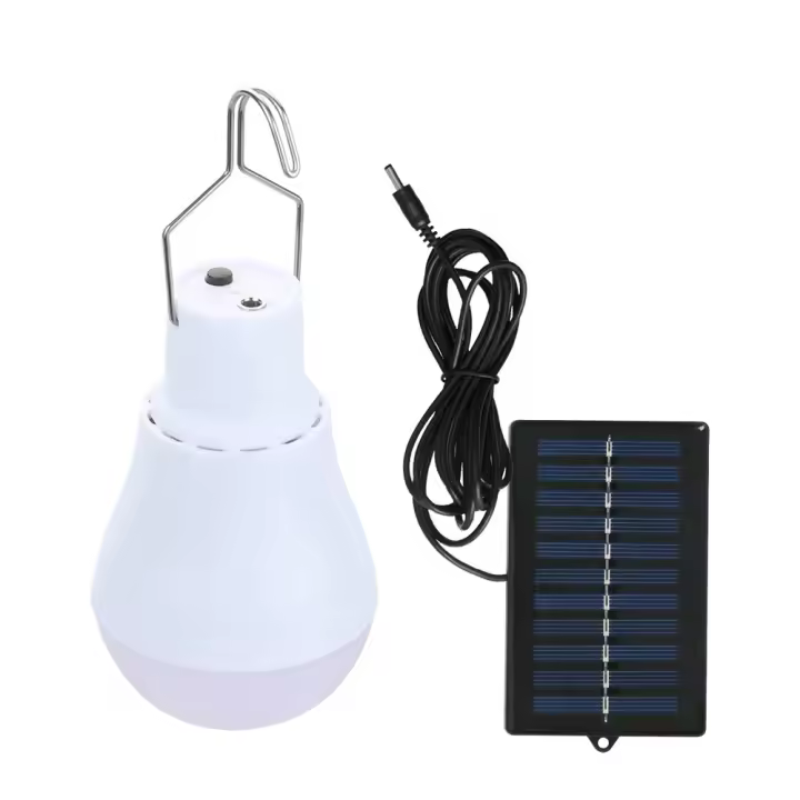 Lámpara Solar Portátil Bombilla LED Recargable para Campamento Pesca Nocturna Panel Solar de Energía Renovable Luz Blanca 1.5W - 1