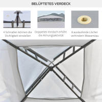 Outsunny Garden Gazebo 3x3m, Carp para fiesta con 4 Paredes laterales resistentes a la intemper, fabricada en metal y poliéster de color gris Claro, ideal para Jardines y eventos. - details 3