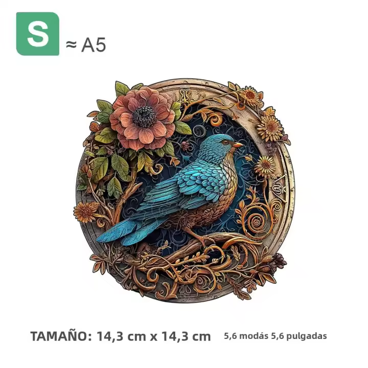 Rompecabezas De Madera En Forma De Pájaro Azul Caja De Regalo Exquisita Interacción Familiar Puzzles Irregulares Para Adultos - 1