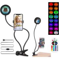 COSHANO Lámpara del Atardecer Sunset Puesta de Sol con USB, Luz LED Ajustable 16 Colores Mando a Distancia (Lampara con Pinza) - details 1