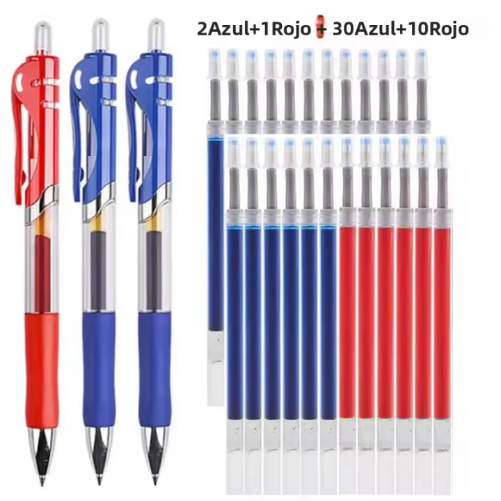 Juego De 43 Bolígrafos Gel Kawaii Con Recambios Tinta Negra/Roja/Azul 0.5 Mm Bolígrafo De Punta Azul Suministros De Oficina Y Escuela - 1