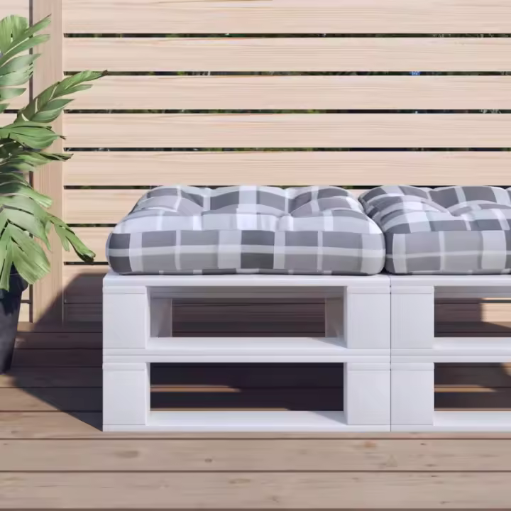 Cojín para sofá de palets de tela 58x58x10 cm en color Beige/Gris/Taupé y más | acolchados duraderos para sofás de jardín terraza exterior - 1