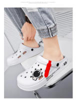 Sandalias Transpirables Para Hombre Y Mujer Pantuflas De Hogar Moda Exterior Zapatillas De Jardín Pareja Zapatos De Agua Negro Blanco - details 9