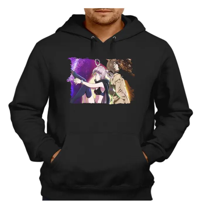 MERCHANDMANIA SUDADERA NEGRA con CAPUCHA Cancion de medianoche temporada 2 anime romance adulto poliester algodón sweatshirt - 1