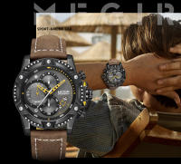 Reloj De Hombre MEGIR Moda Cronógrafo Cinta De Cuero Casual Resistantes Al Agua Reloj De Pulsera De Cuarzo Para Deporte Y Uso Diario - details 1