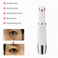 Instrumento de belleza para ojos calentado, pluma de masaje para ojos con luz de colores para eliminar ojeras y arrugas en los ojos, crema para ojos, instrumento de belleza importado blanco - details 3