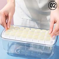 Cubiteras para Hielo con Tapa, 2 Capas Cubitera Silicona con Contenedor y Pala de Hielo, Sin BPA, 48 Cubitos de Hielo Cuadrado Molde Hielo, para Cóctel de Whisky de Cola Congelado (Azul) - details 5