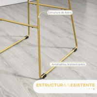 HOMCOM Conjunto de 2 Taburetes Altos de Cocina Sillas Altas de Cocina con Respaldo Cojín y Estructura de Acero Carga 120 kg para Bar Salón Comedor Dorado - details 2