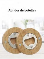 Abrebotellas Magnético De Madera Sólida Redonda Para Cerveza Y Cócteles Herramientas De Bar Eco-amigable Multifuncional - details 0