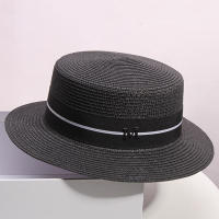 Sombrero De Paja Para Mujer Verano Estilo Flat Top Small Top Hat Para Playa Y Vacaciones Sombrero Tejido En Paja Protección Solar - details 5
