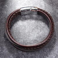 Pulsera De Cuero Para Hombres 20cm Con Hebilla Magnética Aleación De Aluminio Pulsera De Lazo Tejida Para Mujeres Joyería De Fiesta - details 2