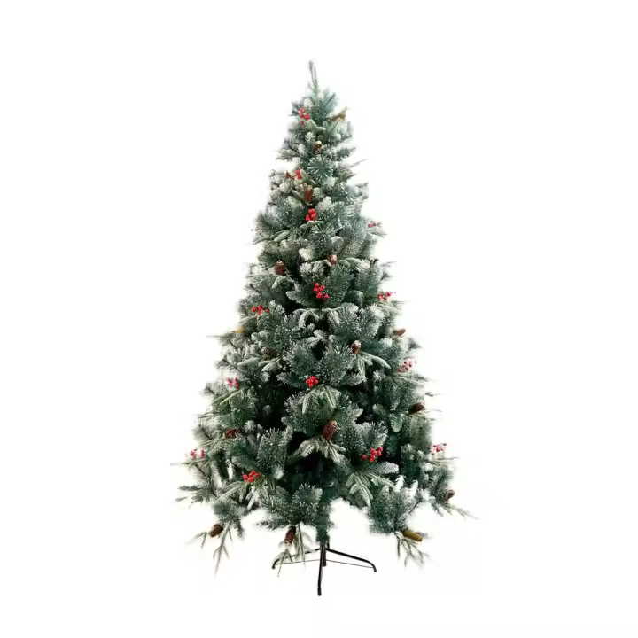Árbol de Navidad con Base Soporte Metálica Tamaño 120,150,180,210,240 - Blancos, Fruto Rojo, Nevado Harry, Nieve, Pino, Rosa Classic, Verdes - 1