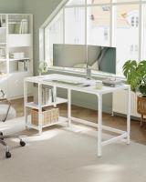 Escritorio Moderno con 2 Estantes Ajustables Izquierda o Derecha, Mesa de Trabajo para Salón y Oficina, Estructura de Acero, Blanco o Negro, 140x60x90 cm - details 1