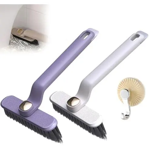 Cepillo de limpieza de grietas giratorio multifunción, cepillos de limpieza para el hogar con rotación de 360 grados, sin esquinas muertas, cepillo para espacios de cerdas duras, herramienta para baño, hogar, cocina (2 piezas-B) - 1