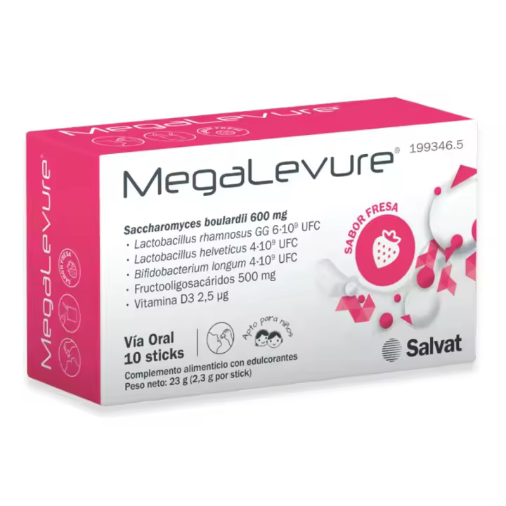 Salvat Probiótico Megalevure 10 Sticks Sabor Fresa [recupera Bienestar Intestinal] [recomponer Flora] [alta Concentración Saccharomyces Boulardii] - 1
