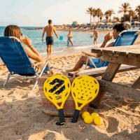 Set de Palas de Playa DEVESSPORT – 2 Raquetas de Alta Resistencia con Diseño Aerodinámico, 3 Pelotas de Caucho y Bolsa de Transporte de Rejilla – Kit de Juego para Playa, Piscina y Jardín - details 1