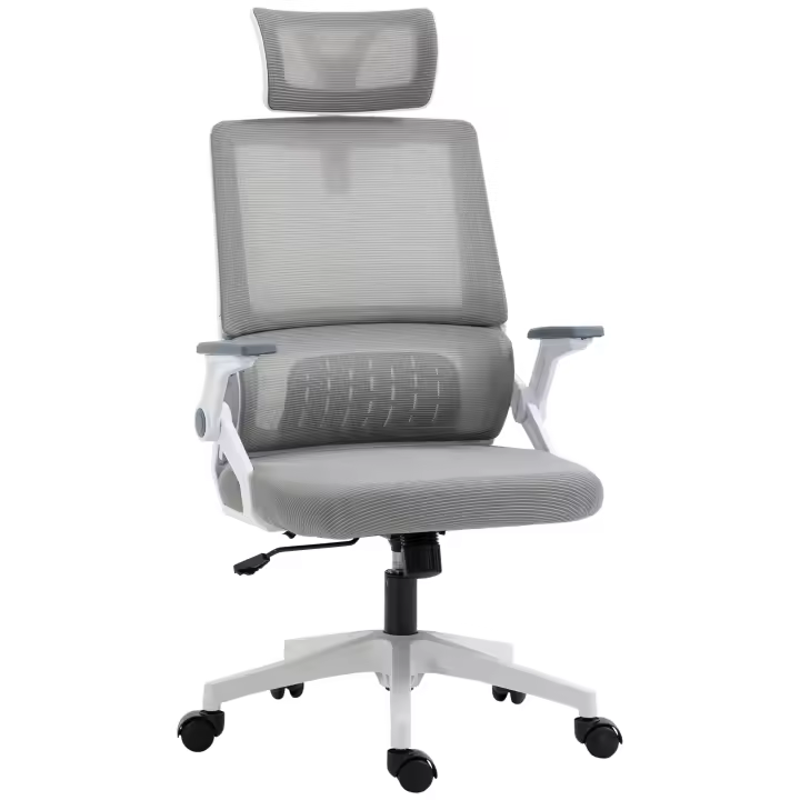 Vinsetto Silla de Oficina de Malla con Función de Basculante Silla de Escritorio Giratorio Altura Reposacabezas Ajustable y Reposabrazos Carga 120 kg para Estudio 58x61x102-119 cm - 1
