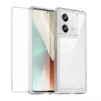 Protector cristal templado + carcasa híbrida Xiaomi Redmi Note 13 4G transparente - 1
