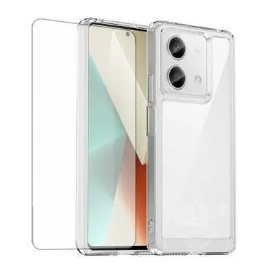 Protector cristal templado + carcasa híbrida Xiaomi Redmi Note 13 4G transparente - 1