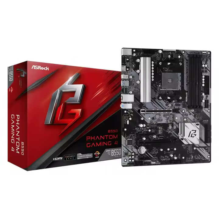 Asrock - Placa base ATX Phantom Gaming 90-MXBCY0-A0UAYZ con chipset AMD B550, soporte Ryzen 3000 y 128 GB DDR4 para gaming - 1