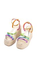Lyla Wang Sandalias cuñas altas de esparto multicolor para mujer con pulsera - details 1